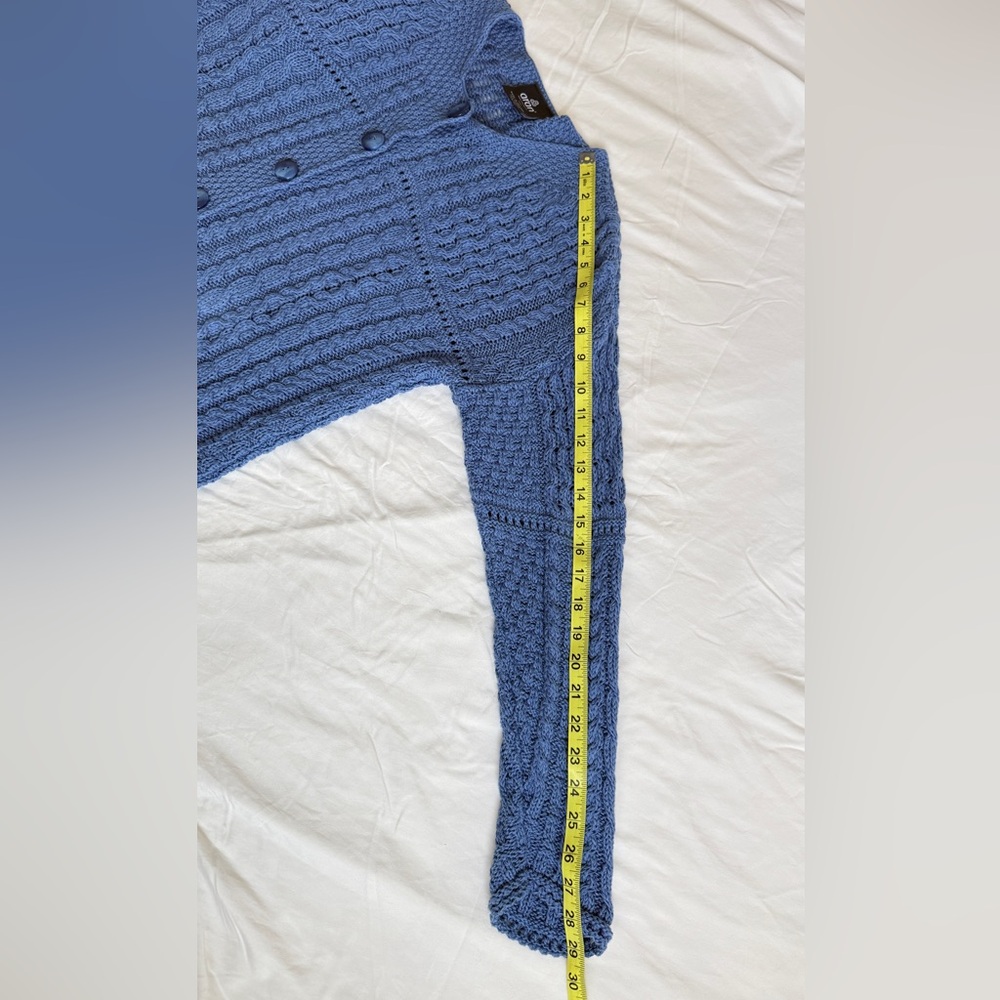 Aran Iris Cotton Ladies Cardigan - Blue size S - Picture 13 of 15